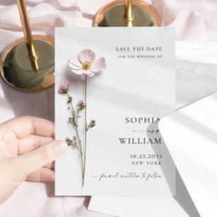 Elegant Print Pressed Pastel Boho Flowers Wedding Save The Date