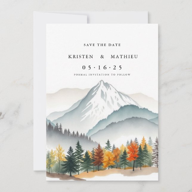 Elegant Printable Mountain Save The Date (Front)