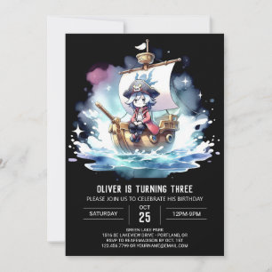 Elegant Printable Pirate Birthday Invitation
