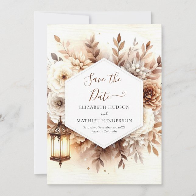 Elegant Printable Rustic Wedding Save The Date (Front)