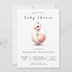 Elegant Printable Swan Baby Shower Invitation