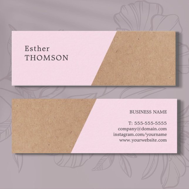 Elegant Printed Kraft Rose Geometric Consultant Mini Business Card (Creator Uploaded)