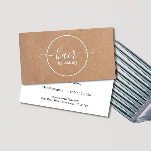 Elegant Printed Kraft White Circle Hairdresser Business Card