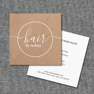 Elegant Printed Kraft White Circle Hairdresser Square Business Card