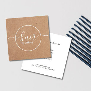 Elegant Printed Kraft White Circle Hairdresser Square Business Card