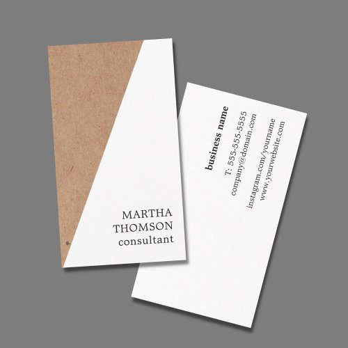 Elegant Printed Kraft White Geometric Consultant Business Card