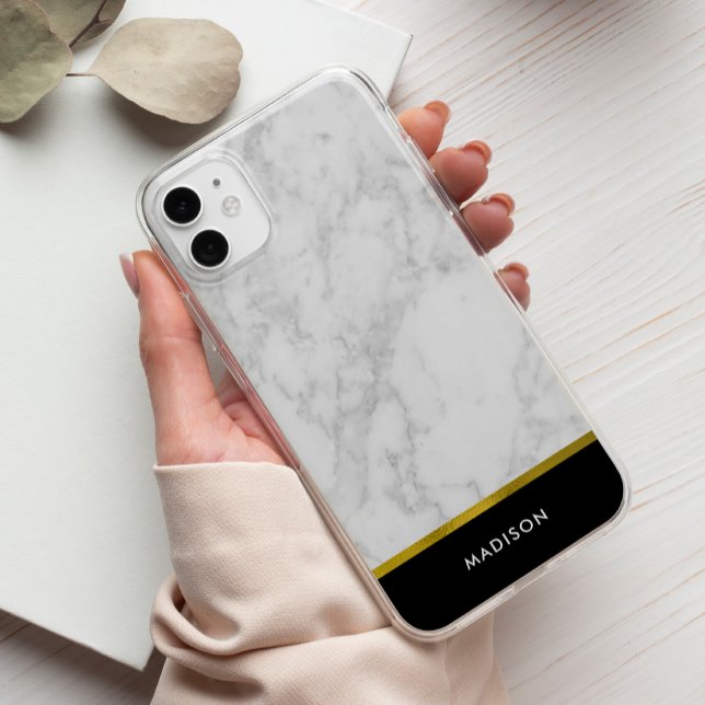 Elegant Printed Marble and Gold Texture iPhone 15 Pro Max Case (Creator Uploaded)