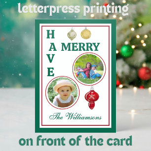Elegant Printing Family Photos Christmas  Letterpress Photo Cards