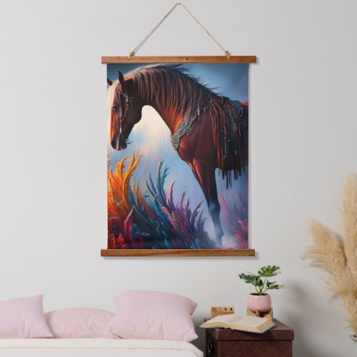 Elegant Prismatic Arabian Horse Digital Art Hanging Tapestry