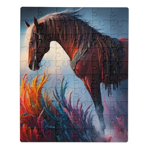 Elegant Prismatic Arabian Horse Digital Art Jigsaw Puzzle