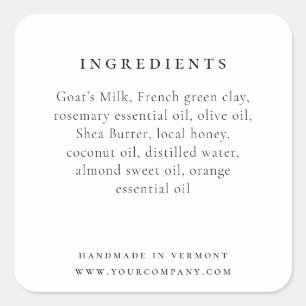 Elegant Product Ingredient Label