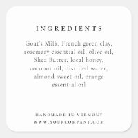 Elegant Product Ingredient Label