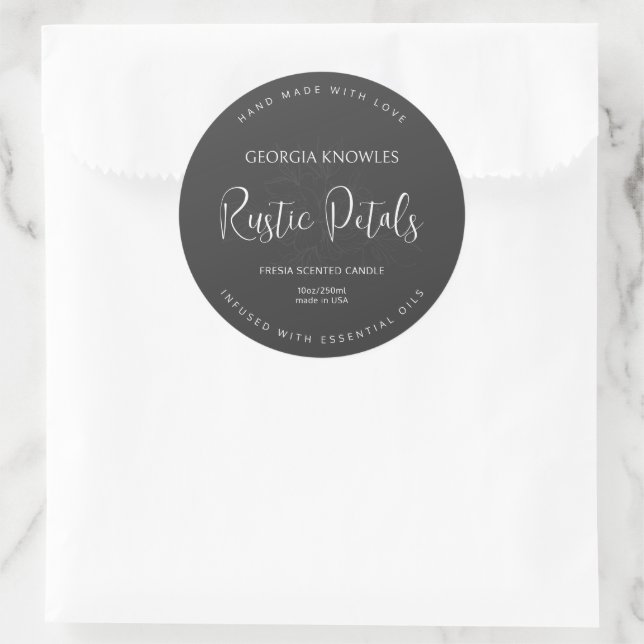 Elegant Product Label Sticker Black And White | Zazzle display picture 1