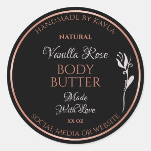 Elegant Product Labels Black with Rose Gold Frame