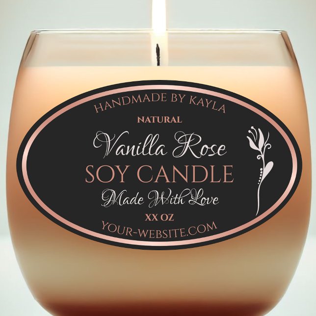 Elegant Product Labels Black with Rose Gold Frame (Creator Uploaded)