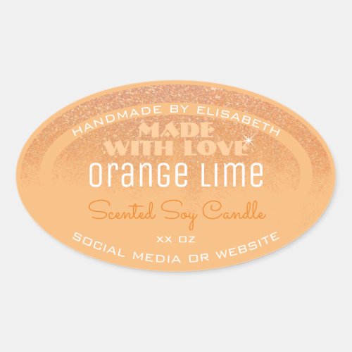 Elegant Product Labels Pastel Orange Glitter Rain