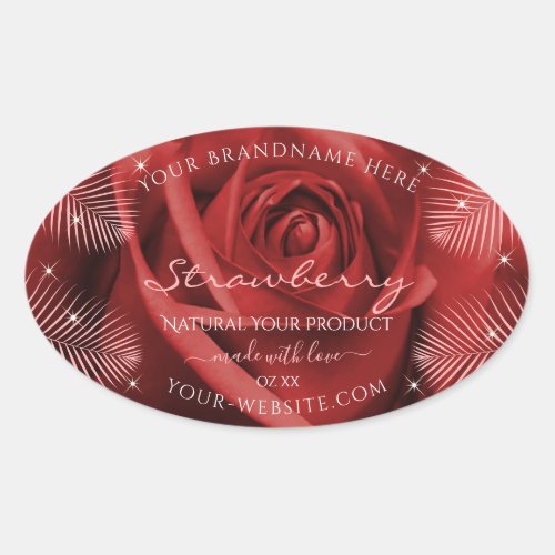 Elegant Product Labels Red Rose with Palm Leaves