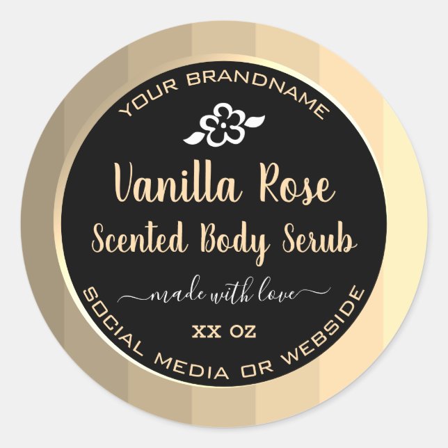 Elegant Product Packaging Gold and Black Labels (Front)