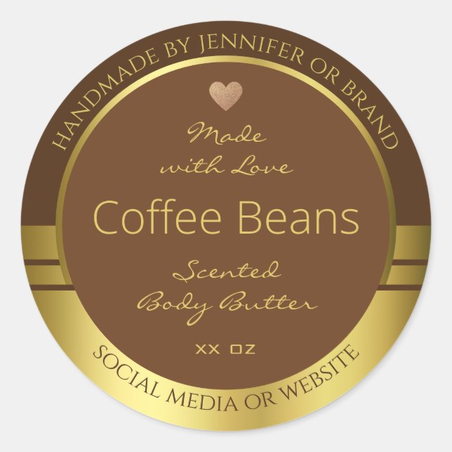 Elegant Product Packaging Labels Brown and Gold (Front)