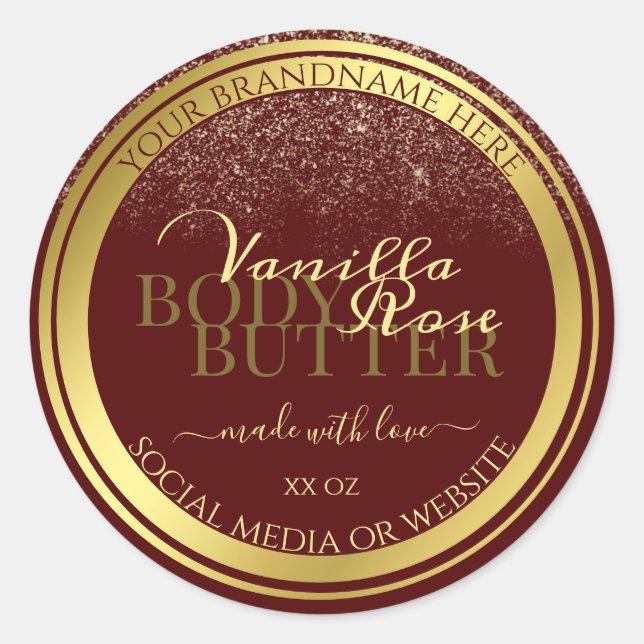 Elegant Product Packaging Labels Burgundy and Gold (Front)
