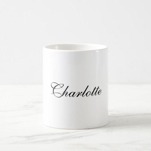 Elegant Professional Add Name Plain Black White Coffee Mug