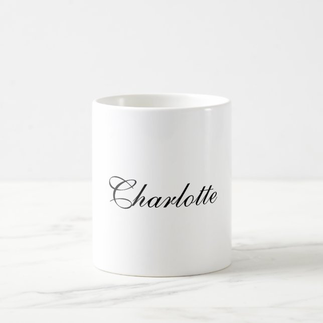 Elegant Professional Add Name Plain Black White Coffee Mug (Center)
