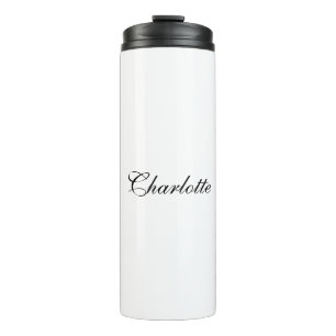 Elegant Professional Add Name Plain Black White Thermal Tumbler