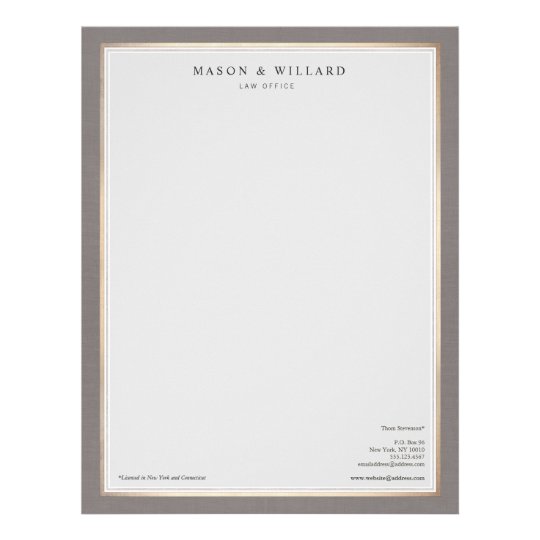 Elegant Professional Attorney Gold Border Letterhead