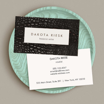 Elegant Professional Black Alligator Leather Business Card by sm_business_cards at Zazzle
