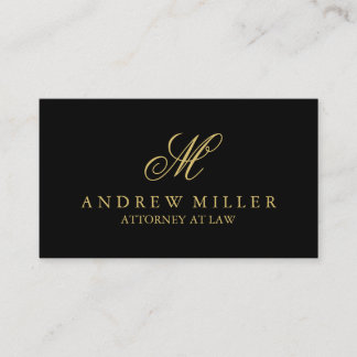 Elegant Professional Black and Gold Monogram Business Card
