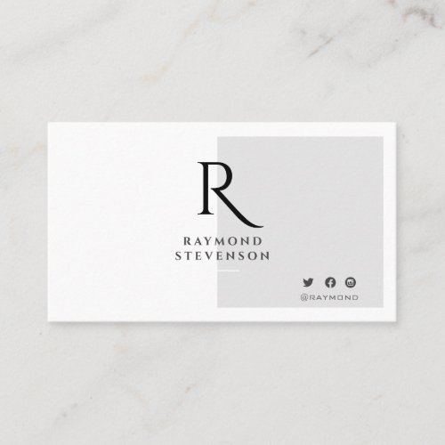 Elegant Professional Black and White Monogrammed Business Card