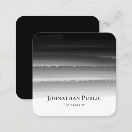 Elegant Professional Black Brushstrokes Abstract Square Business Card