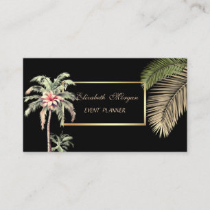 Elegant Professional ,Black,Frame,Palm Tree Flower Business Card
