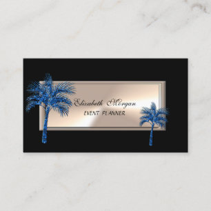 Elegant Professional ,Black, Glitter Palm Tree Business Card