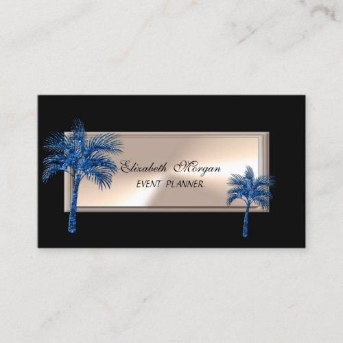 Elegant Professional Black Glitter Palm Tree  Business Card