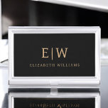 Elegant Professional Black Gold Monogram Business Card Case<br><div class="desc">Keep your contacts organized in style with this Elegant Professional Black Gold Monogram Business Card Case. Featuring a sleek black finish with a bold faux gold monogram, this case adds a touch of luxury to your everyday essentials. Compact and durable, it's perfect for networking events, client meetings, or daily office...</div>