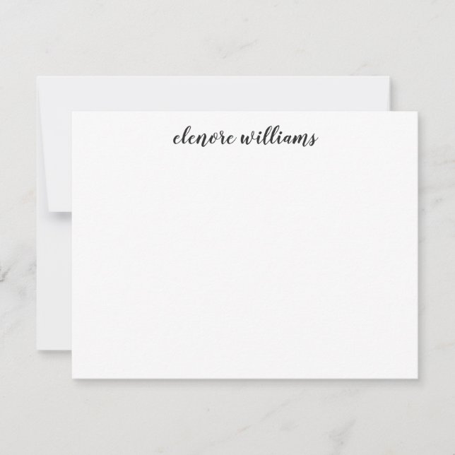 Elegant Professional Black Gray Simple Script Note Card (Front)