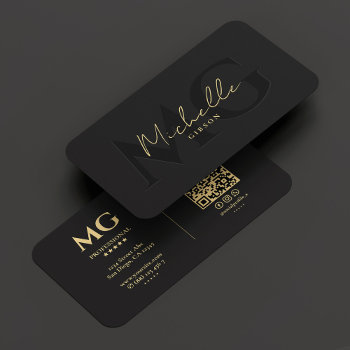 Elegant Professional Black Modern Monogram Business Card by GOODSY at Zazzle