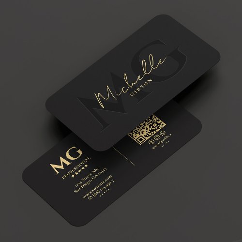 Elegant Professional Black Modern Monogram Business Card