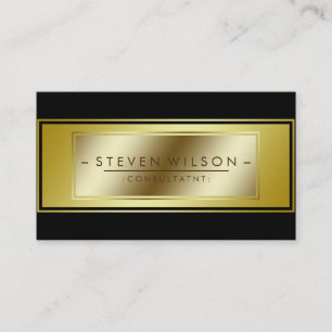 Elegant Professional Black Modern Plain Gold Business Card