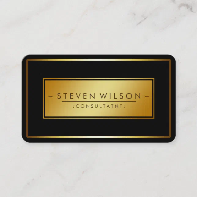 Elegant Professional Black Modern Plain Gold Business Card | Zazzle