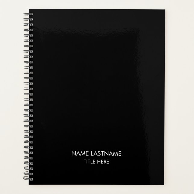 Elegant professional black name title business planner (Front)