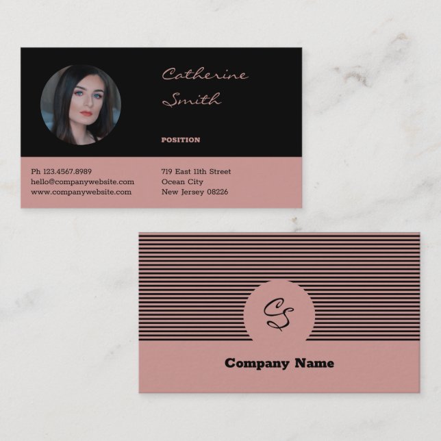 Elegant Professional Black & Pink Business Card (Front/Back)