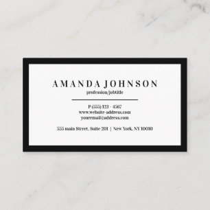 Elegant Professional Black White Minimal Business Card
