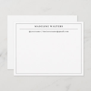 Elegant Professional Black White Monogram Border Note Card