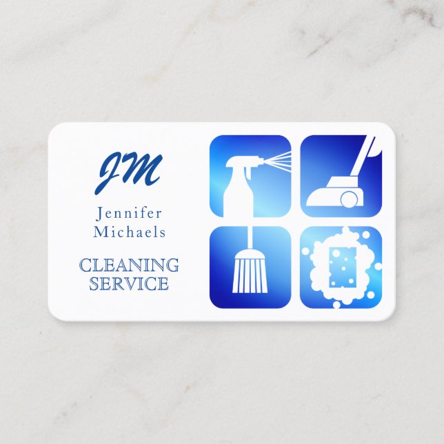 Elegant professional blue business card (Front)