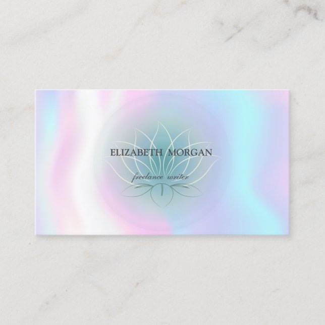 Elegant Professional Blue Lotus,Holographic Business Card (Front)