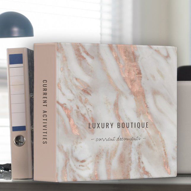 Elegant professional blush pink marble office 3 ring binder (Creator Uploaded)