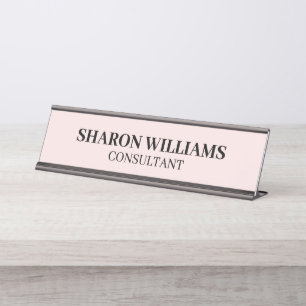 Elegant Professional Blush Pink Minimalist Desk Desk Name Plate
