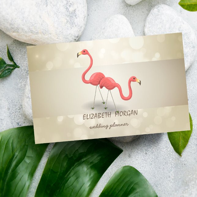 Elegant Professional Bokeh, Stripe, Flamingo Business Card (Creator Uploaded)